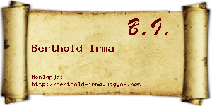 Berthold Irma névjegykártya